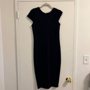 Blue midi dress with gold zipper